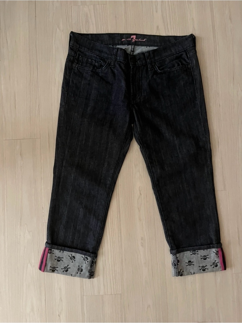 7 For All Mankind NWOT
Denim Skull Crossbones Cuff 
Capris 🩷